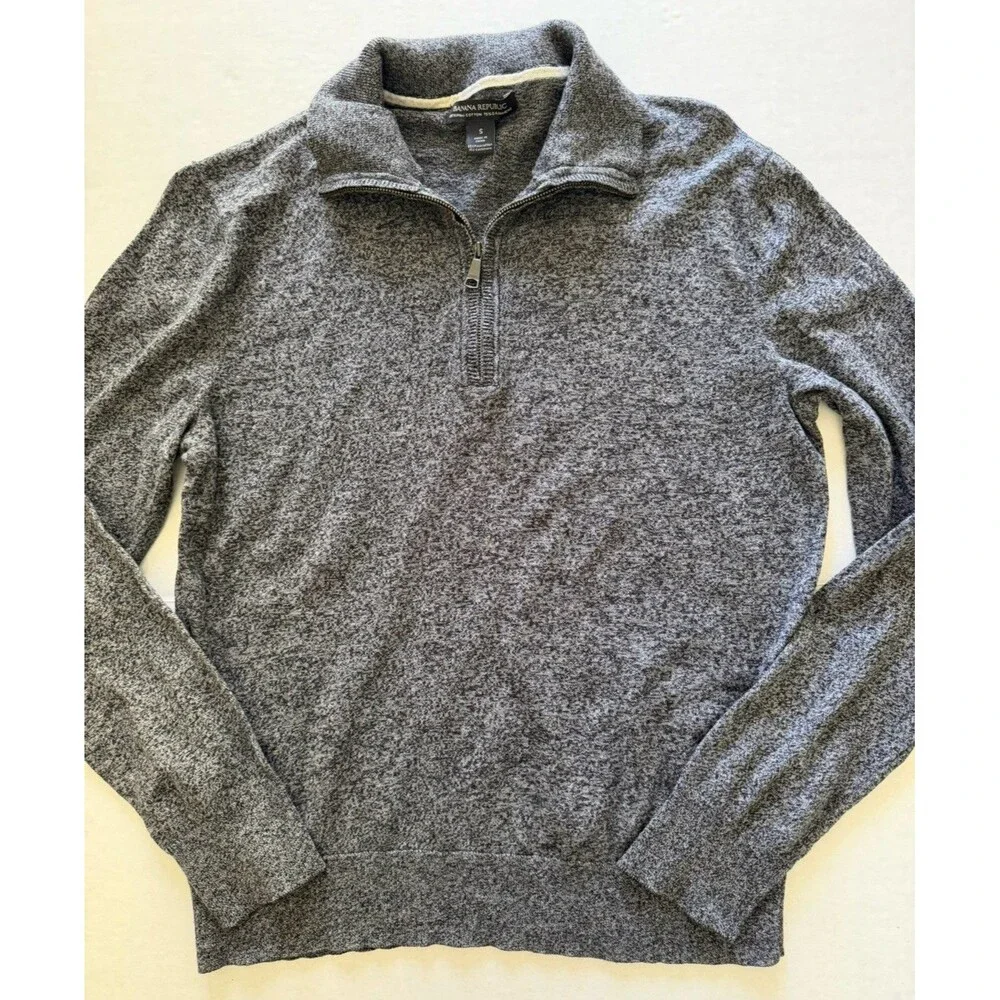 Banana Republic Men’s Cashmere Cotton Quarter Zip Sweater Gray Size Small